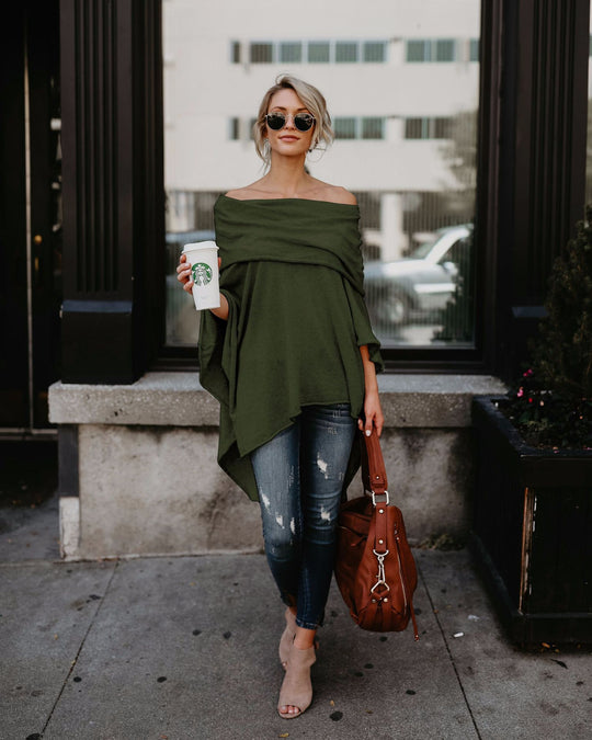 Damen lässiger Poncho mit asymmetrischem Saum R&B
