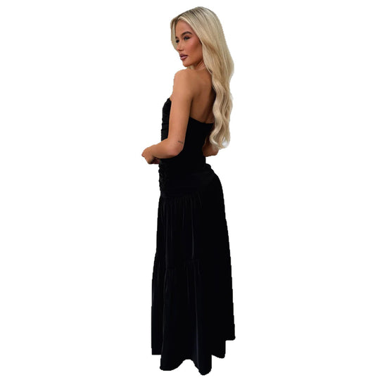 Damen romantisches Wickelkleid mit voluminösem Rock und gerafftem Oberteil R&B