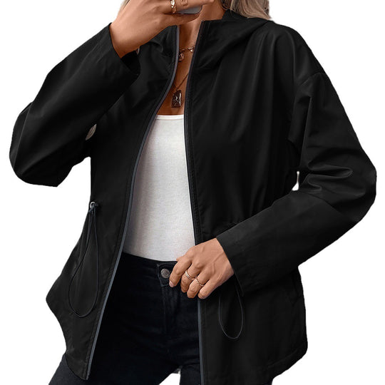 Damen leichte Kapuzenjacke mit einstellbarem Bund R&B