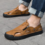 Herren Atmungsaktive und bequeme Leder-Sandalen mit verstellbarem Riemensystem R&B