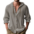 Herren lässige Kapuzenshirtjacke mit Knopfleiste und praktischen Taschen R&B