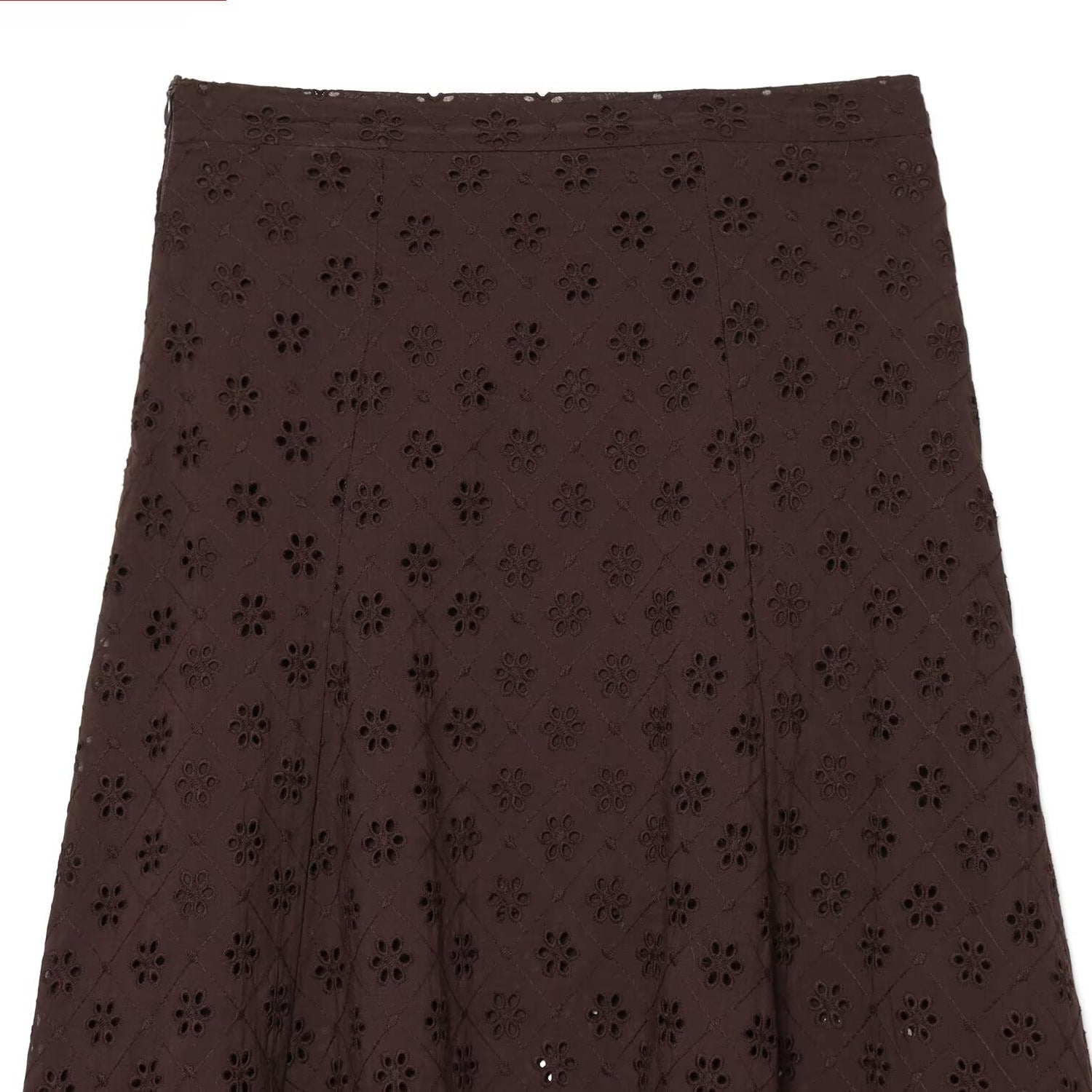 Damen Midirock mit feiner Lochstickerei R&B