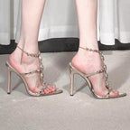 Damen Hochhackige Sandalen mit eleganten Kettenverzierungen R&B