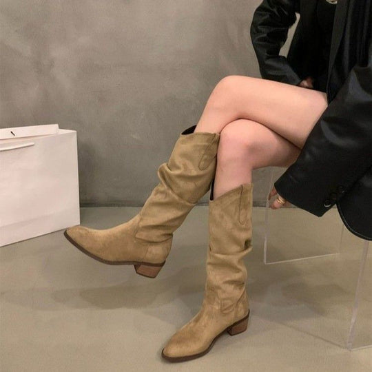 Damen Hohe Wildleder-Stiefel mit elegantem Design R&B