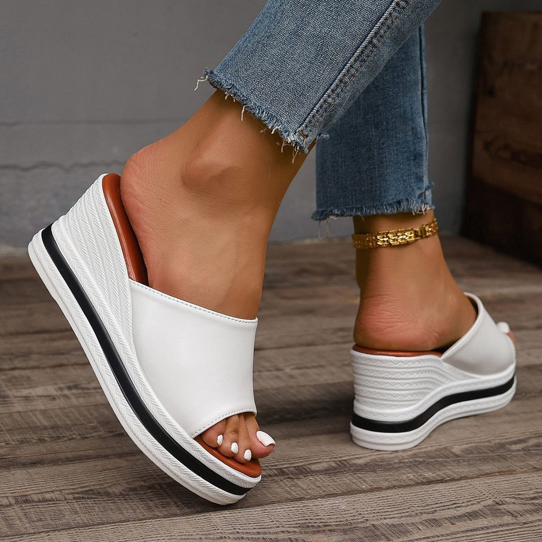 Damen Wedge-Pantoletten mit offenem Zehenbereich und komfortablem Fußbett R&B
