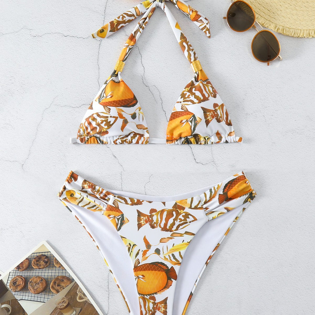 Damen Triangel-Bikini-Set mit verstellbarem Schnürdesign R&B