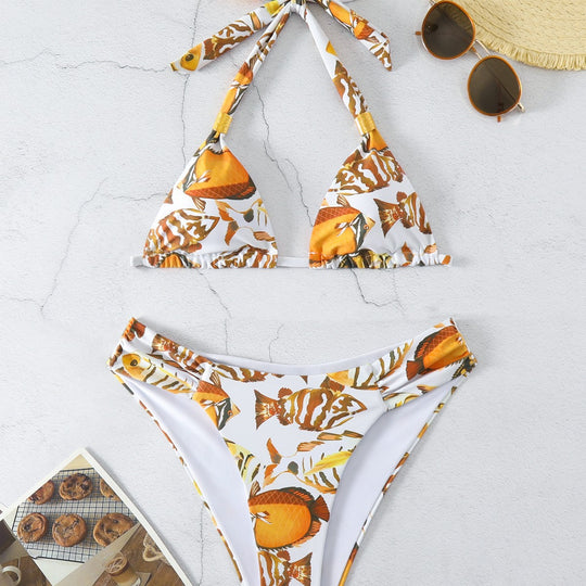 Damen Triangel-Bikini-Set mit verstellbarem Schnürdesign R&B
