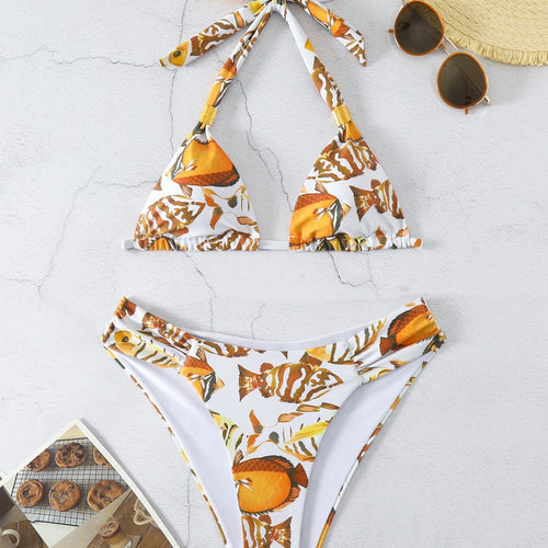 Damen Triangel-Bikini-Set mit verstellbarem Schnürdesign R&B