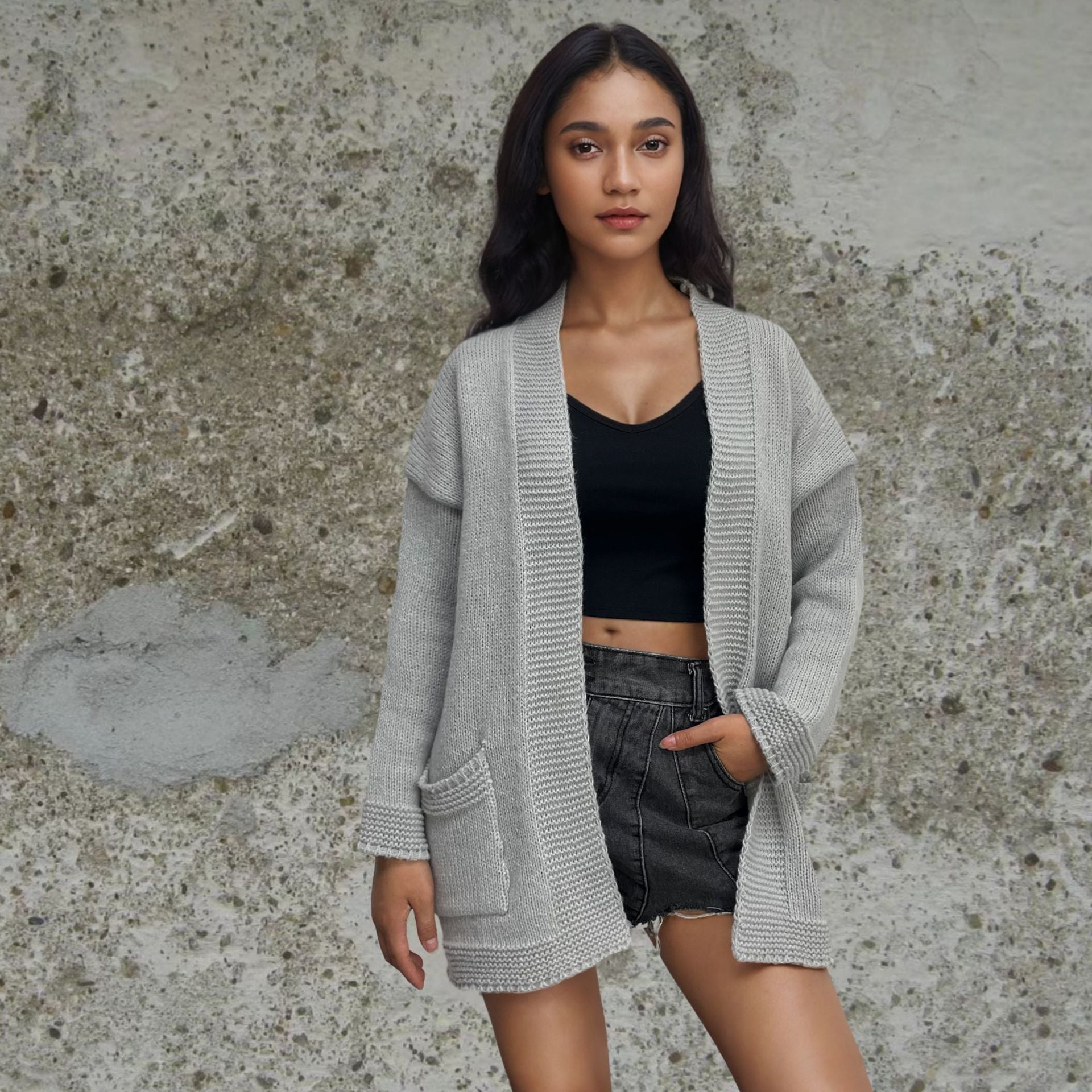 Damen strickjacke im lässigen Oversized-Stil R&B