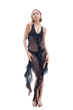 Damen luftiges Strandkleid mit Rüschendetails und spannender Transparenz R&B