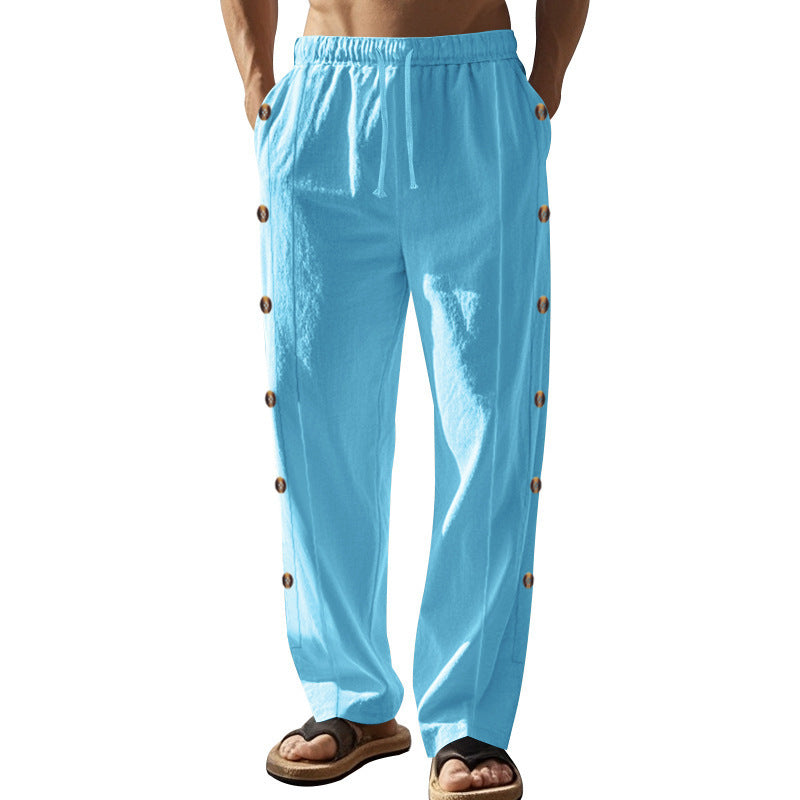 Herren Bequeme Freizeithose mit Knopfdetails und elastischem Bund R&B