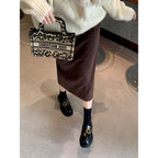 Damen Elegante Loafers mit stabiler Sohle und goldfarbener Schnallenakzent R&B