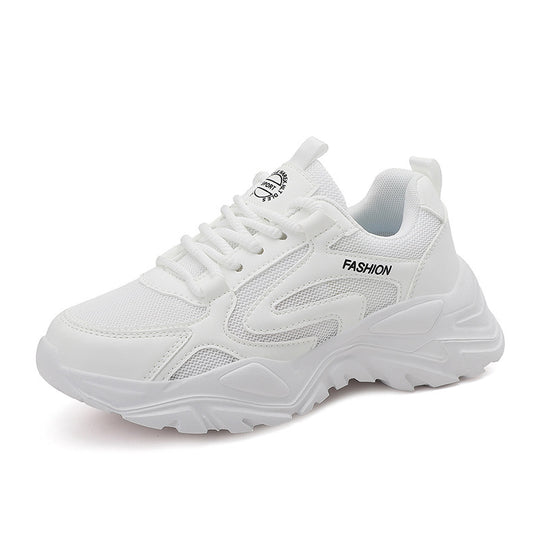 Damen nan voluminöser Plateau-Lifestyle-Sneaker mit Mesh- und Kunstledermix, gepolsterter Ferse und profiliertem Dämpfungssockel R&B