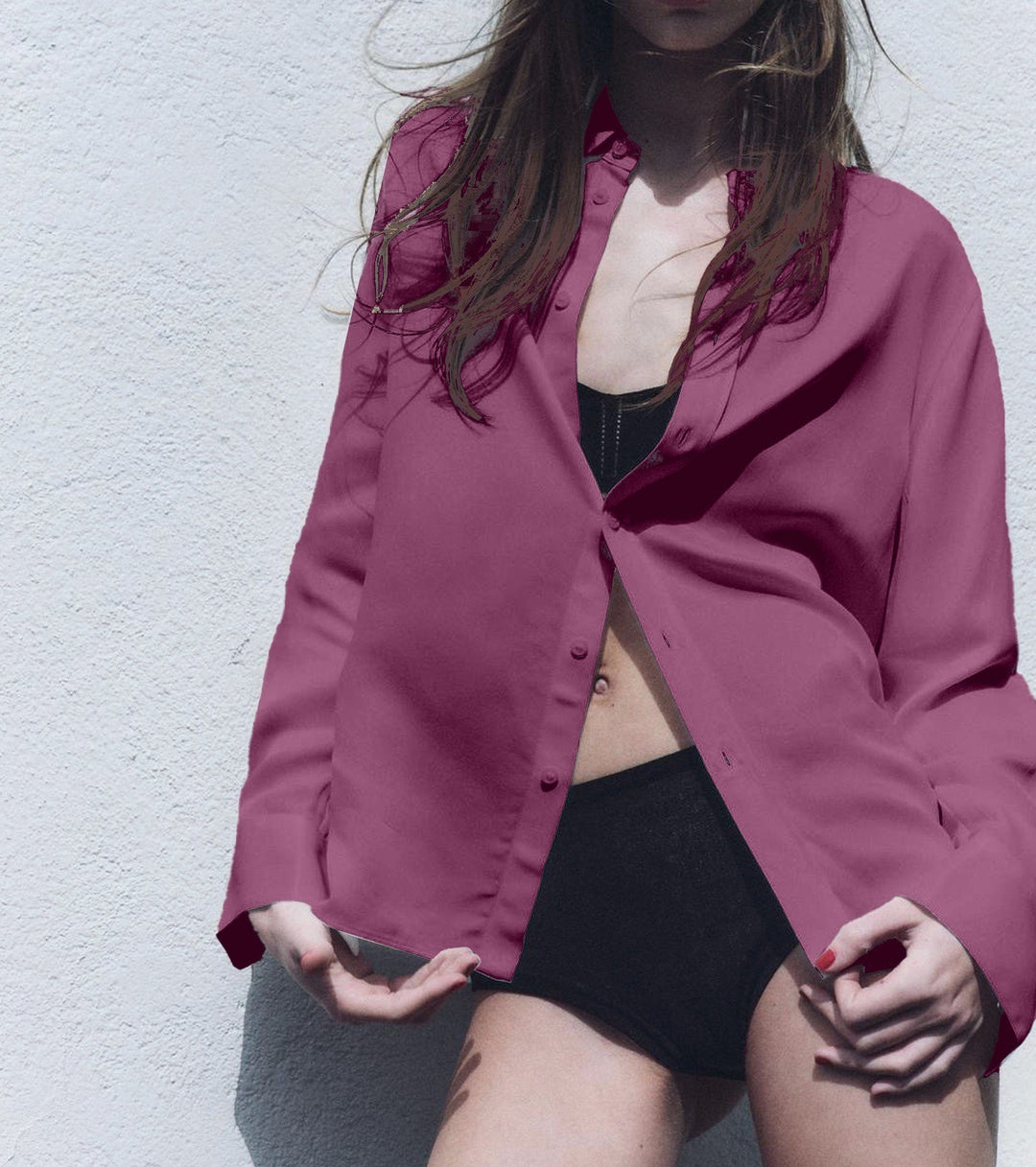 Damen Oversize Hemdbluse mit Knopfleiste und lässigem Schnitt R&B
