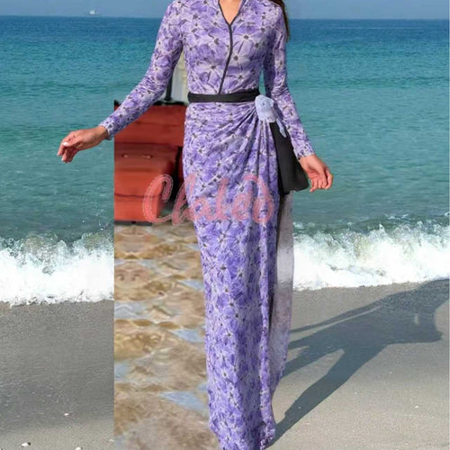 Damen elegantes Strandkleid mit floralem Muster R&B