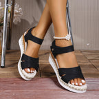 Damen modische Sandalen mit elastischen Riemen und bequemer EVA-Sohle R&B