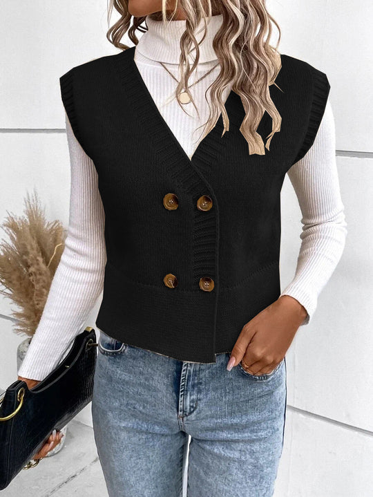 Damen Strickweste mit doppelter Knopfleiste R&B