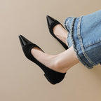Damen elegante Ballerinas mit spitzem Zehendesign und schimmerndem Lackeinsatz