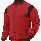 Herren nan legere BasR&Balljacke in Sweatqualität mit Druckknopfleiste geripptem Kragen und kontrastierendem Schulterbesatz R&B