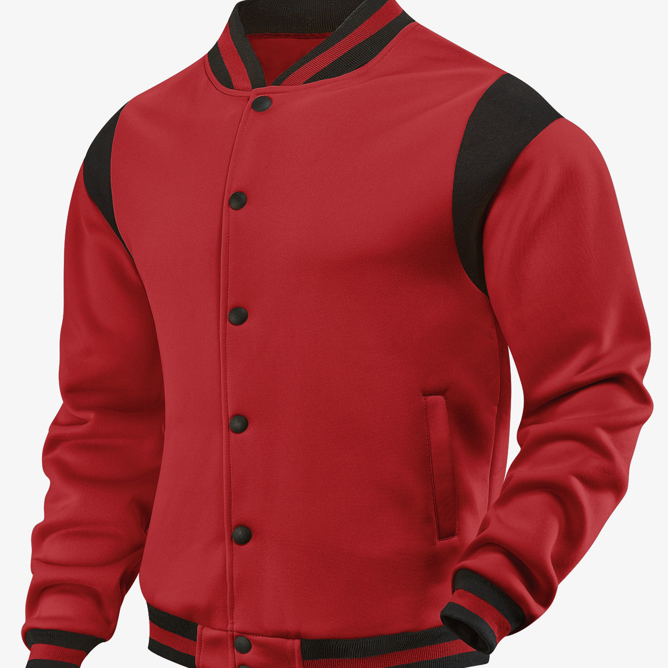 Herren nan legere BasR&Balljacke in Sweatqualität mit Druckknopfleiste geripptem Kragen und kontrastierendem Schulterbesatz R&B