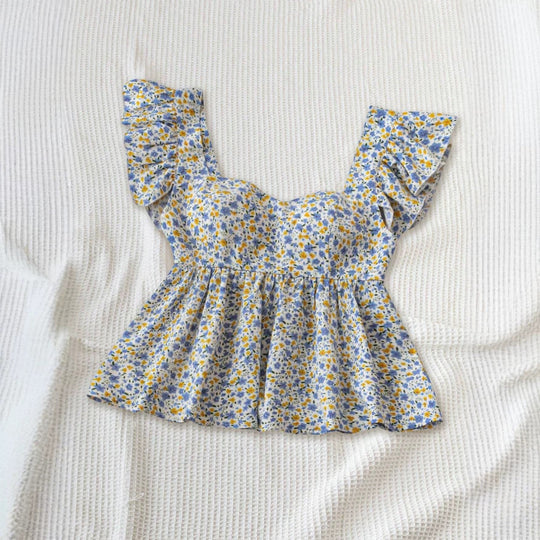 Damen Blumenbluse mit Rüschendetails und fließendem Schnitt R&B