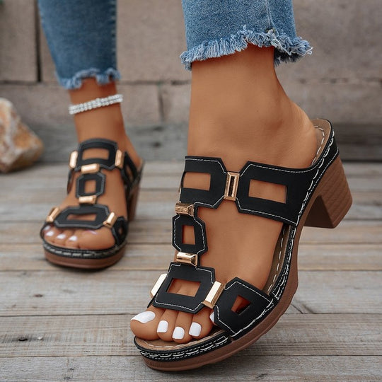 Damen Absatzsandalen mit modischem Riemendesign und verzierten Elementen R&B