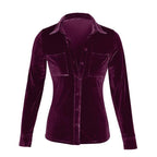Damen Satin Bluse mit dekorativen Brusttaschen R&B