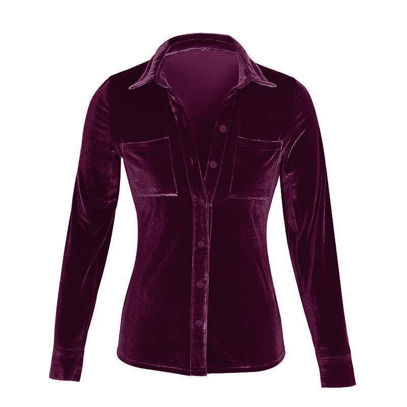 Damen Satin Bluse mit dekorativen Brusttaschen R&B