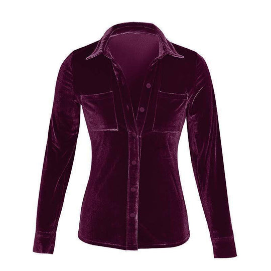 Damen Satin Bluse mit dekorativen Brusttaschen R&B