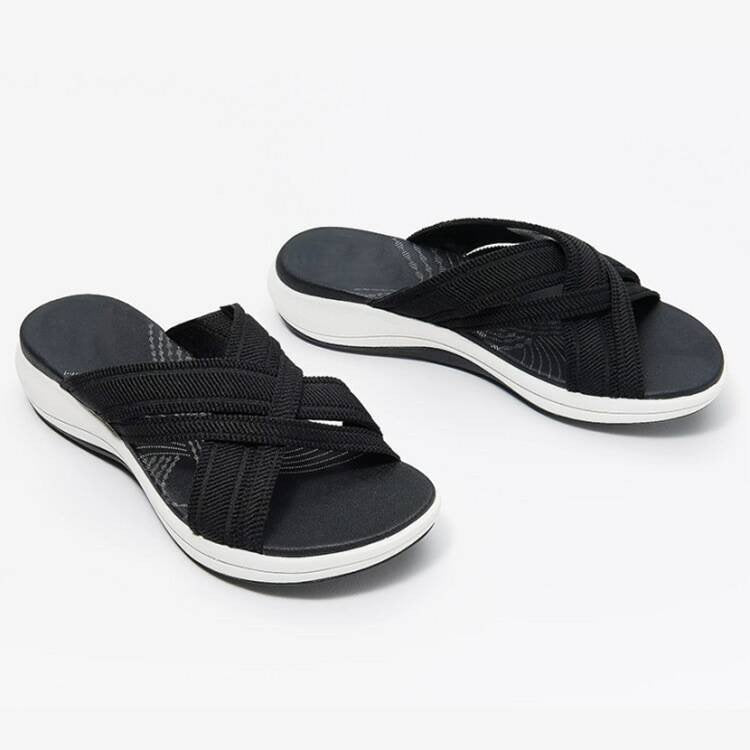 Damen Komfortable Clogs mit elegantem Kreuzband-Design und ergonomischem Fußbett R&B