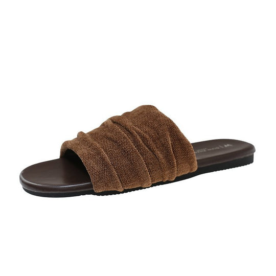 Damen bequeme Mules mit modernen Falten und rutschfester Sohle R&B