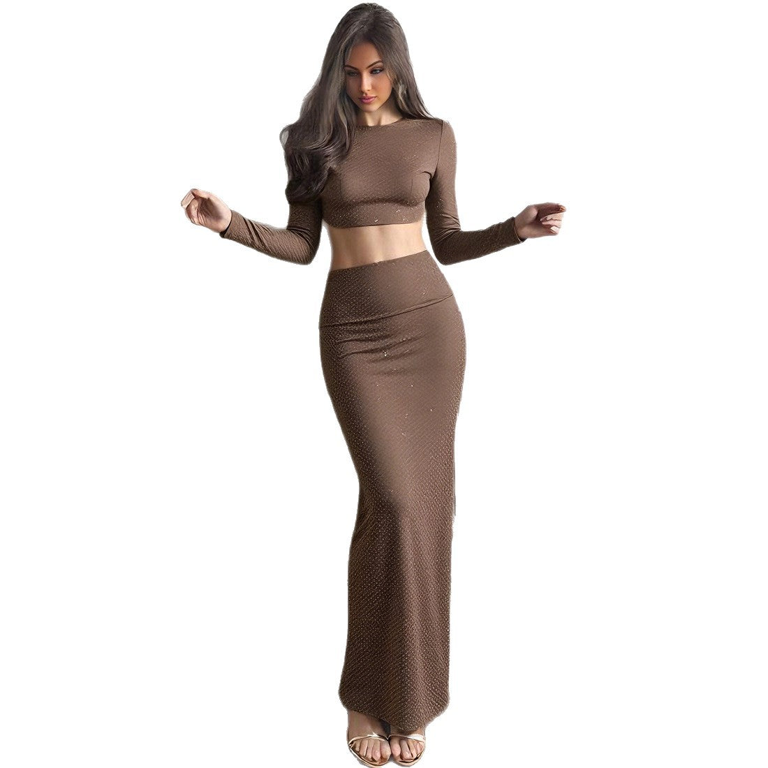 Damen Elegantes Maxikleid mit raffiniertem Cut-Out und hochgeschlossenem Design R&B