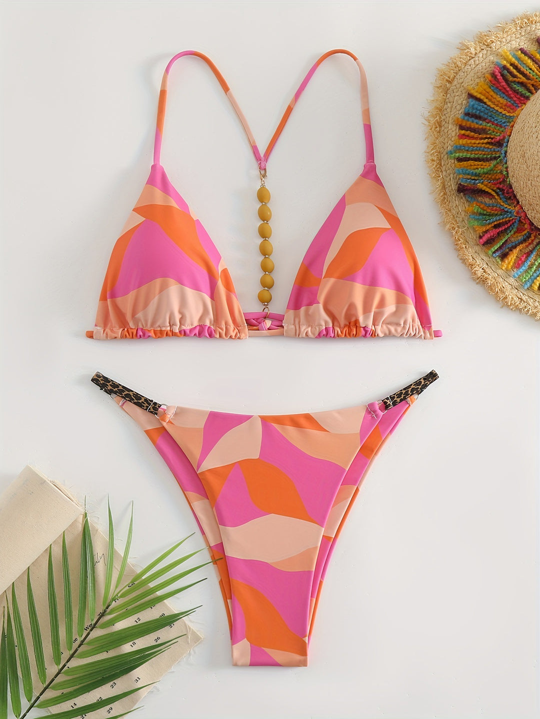 Damen Triangel-Bikini Set mit auffälligen Streifen R&B