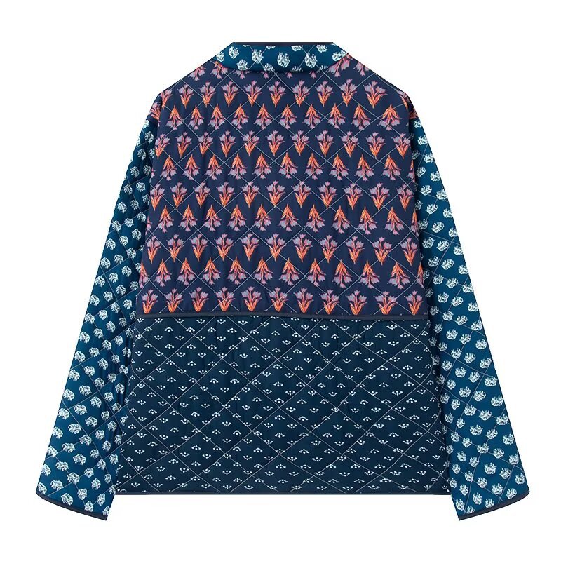 Damen Patchwork Steppjacke mit aufwendigen Mustern und praktischen Taschen R&B
