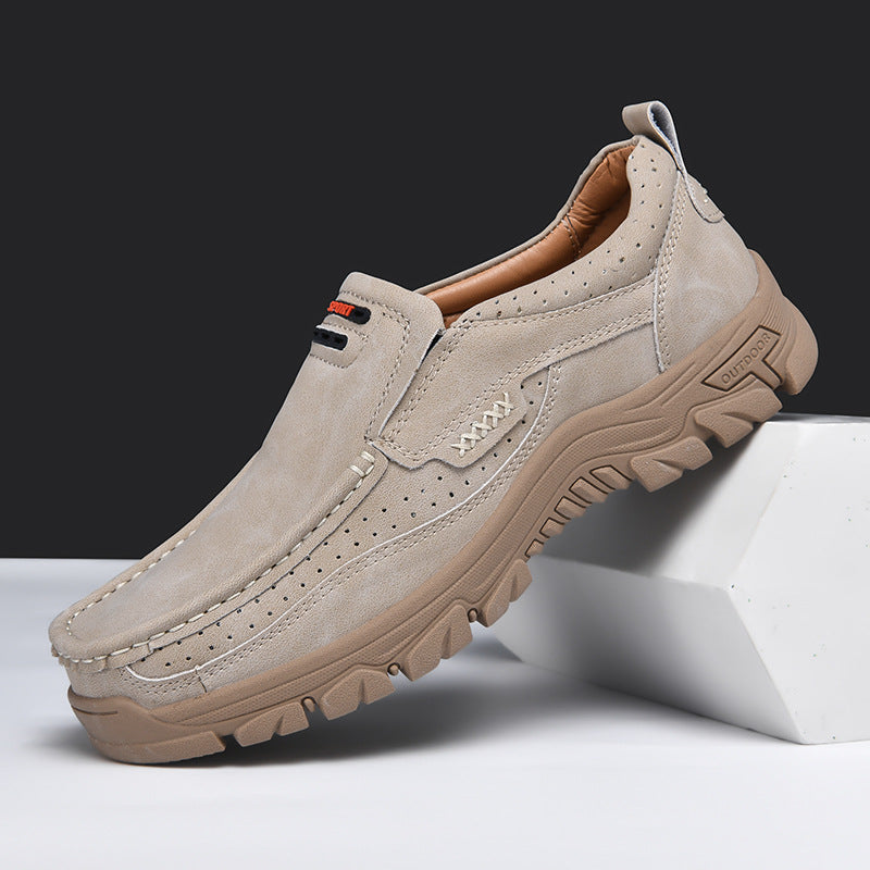 Herren Multifunktionale und bequeme Leder-Slipper mit rutschfester Sohle R&B