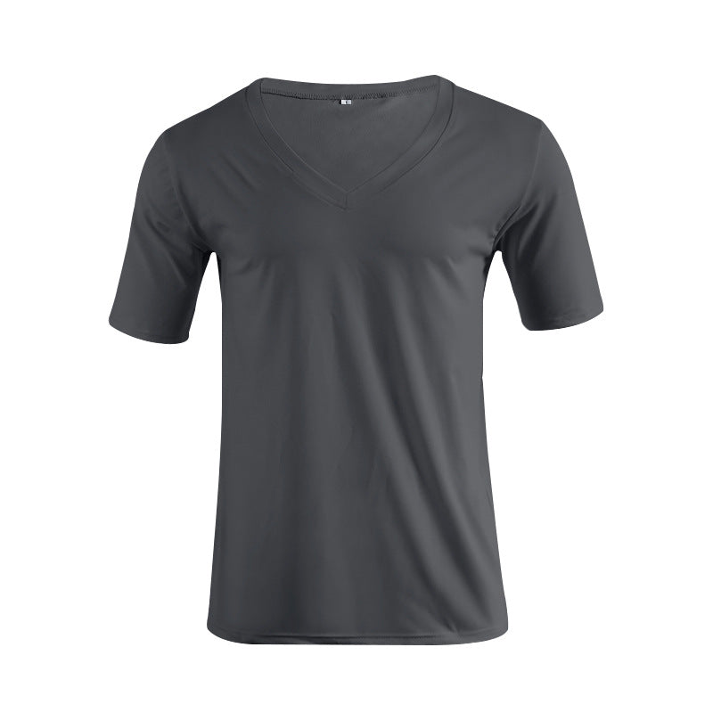 Herren nan V-Ausschnitt T‑Shirt aus feinem Jersey mit schmaler Silhouette und flachen Nähten R&B
