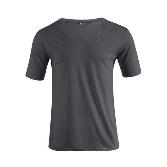 Herren nan V-Ausschnitt T‑Shirt aus feinem Jersey mit schmaler Silhouette und flachen Nähten R&B