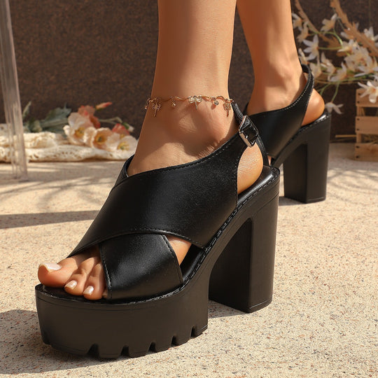 Damen Plateau-Sandaletten mit verstellbarem Riemendesign und robustem Blockabsatz R&B