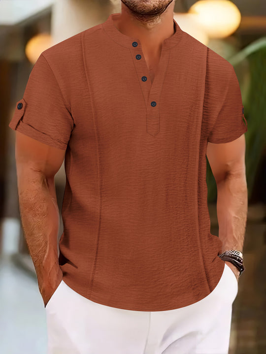 Herren Kurzarm Hemd mit eleganter Knopfleiste und strukturiertem Design R&B