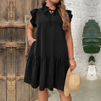Damen Sommerkleid mit Rüschen und Taschen R&B