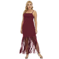 Damen Maxikleid mit fransigem Design R&B