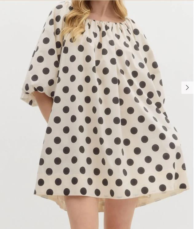Damen luftiges Polka-Dots Kleid im Oversize-Schnitt R&B