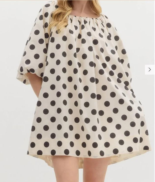 Damen luftiges Polka-Dots Kleid im Oversize-Schnitt R&B