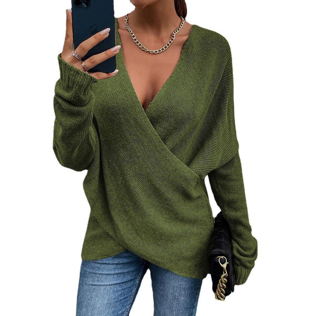 Damen Oversize Strickpullover mit V-Ausschnitt und lässigem Look R&B
