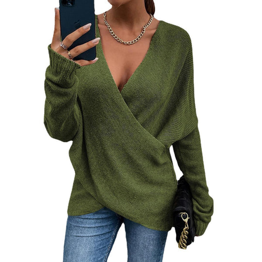 Damen Oversize Strickpullover mit V-Ausschnitt und lässigem Look R&B