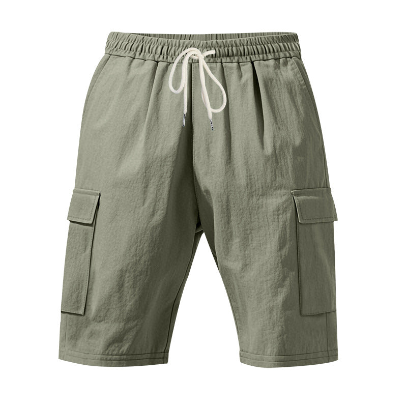 Herren nan Reise- und Outdoor-Bermuda mit elastischem Kordelbund, Sicherheits-Innentasche und aufgesetzten Klappentaschen R&B