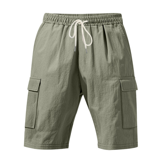 Herren nan Reise- und Outdoor-Bermuda mit elastischem Kordelbund, Sicherheits-Innentasche und aufgesetzten Klappentaschen R&B