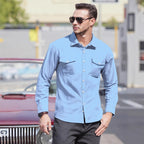 Herren Lässiges Langarmhemd mit praktischen Brusttaschen und modernem Schnitt R&B