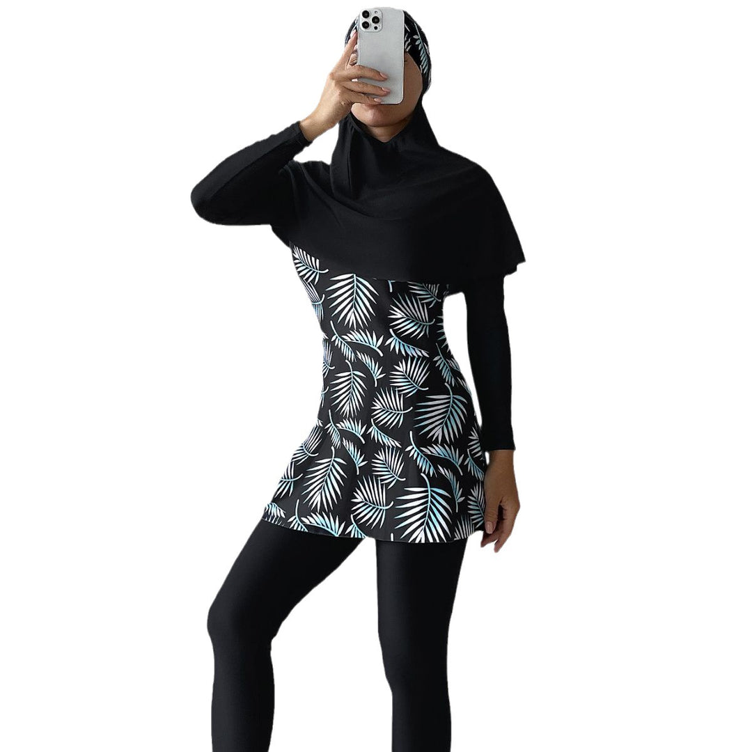 Damen Modisches 360-Grad-Schwimmanzug mit integrierter Hijab R&B