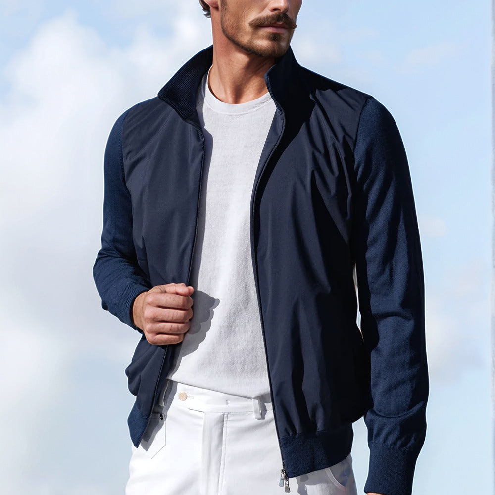 Herren stylische Freizeitjacke mit hohem Kragen und praktischen Taschen R&B